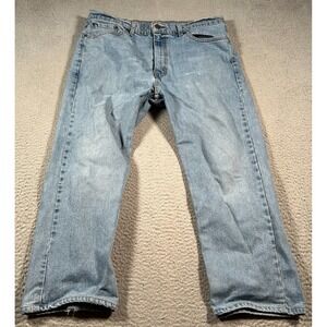 Levis 505 Jeans Mens 37 X 24 Blue Denim Logo Medium Wash Straight Leg High Rise